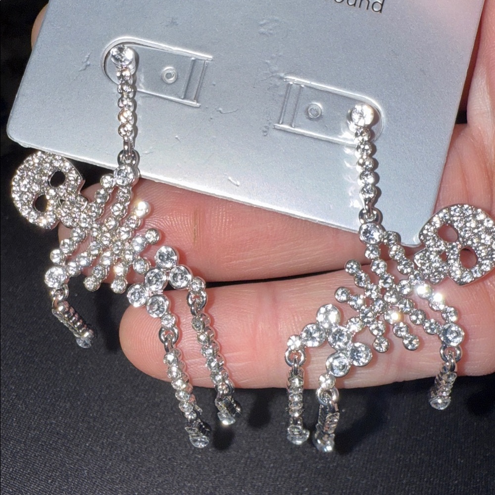 Silver Crystal Skeleton Earrings SOLD OUT EVERYEHERE - Picture 4 of 4